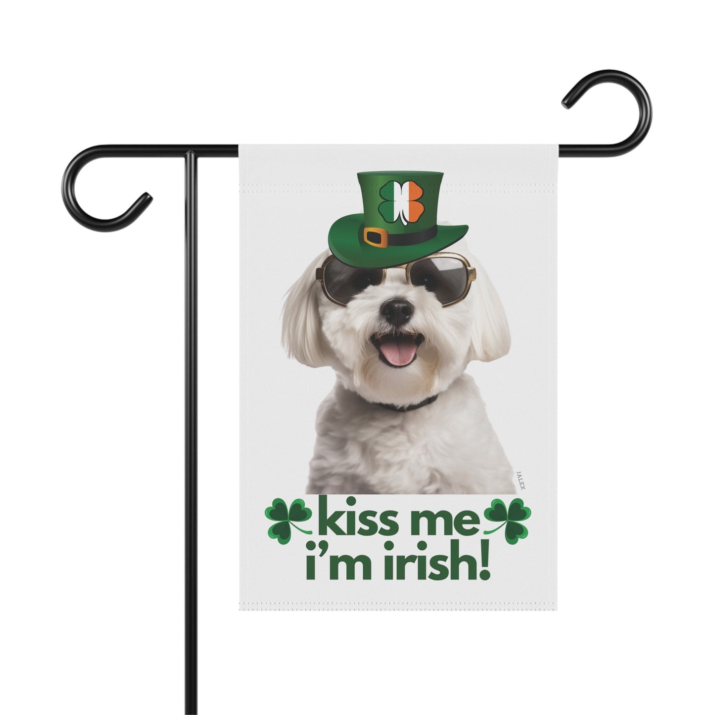 Maltese Flag, Garden Flag, Kiss Me I'm Irish!, House Flag, Banner, Printed Both Sides, Gift, Dog Lover, St. Patrick's Day