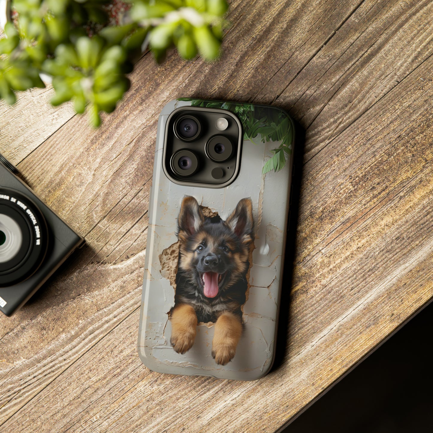 German Shepherd Puppy Breaking Wall | Light Colors | Tough Phone Cases