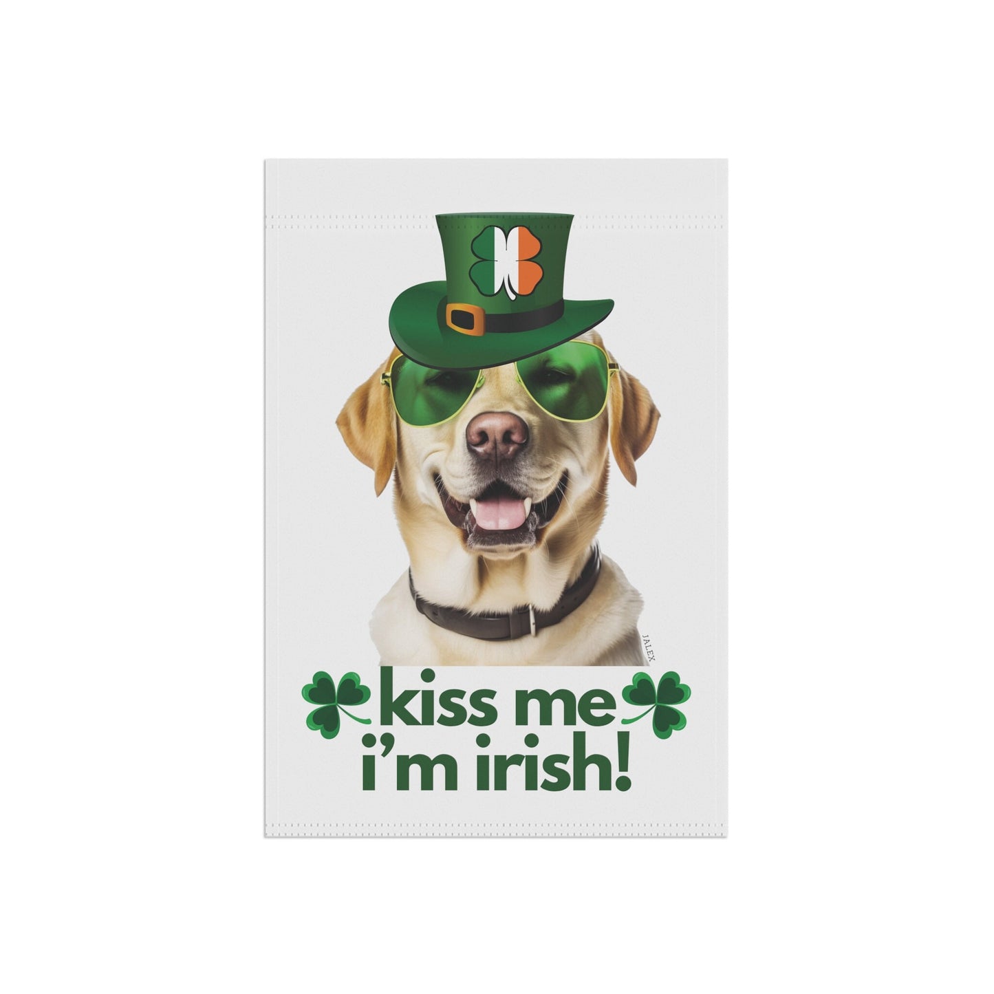 Yellow Labrador Flag, Garden Flag, Kiss Me I'm Irish!, House Flag, Banner, Printed Both Sides, Gift, Dog Lover, St. Patrick's Day