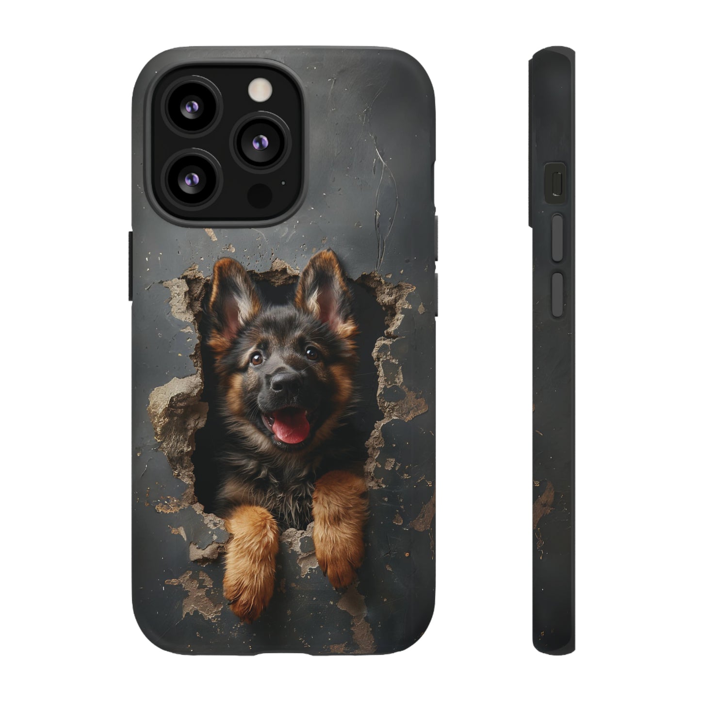 German Shepherd Puppy Breaking Wall | Dark Colors | Tough Phone Cases