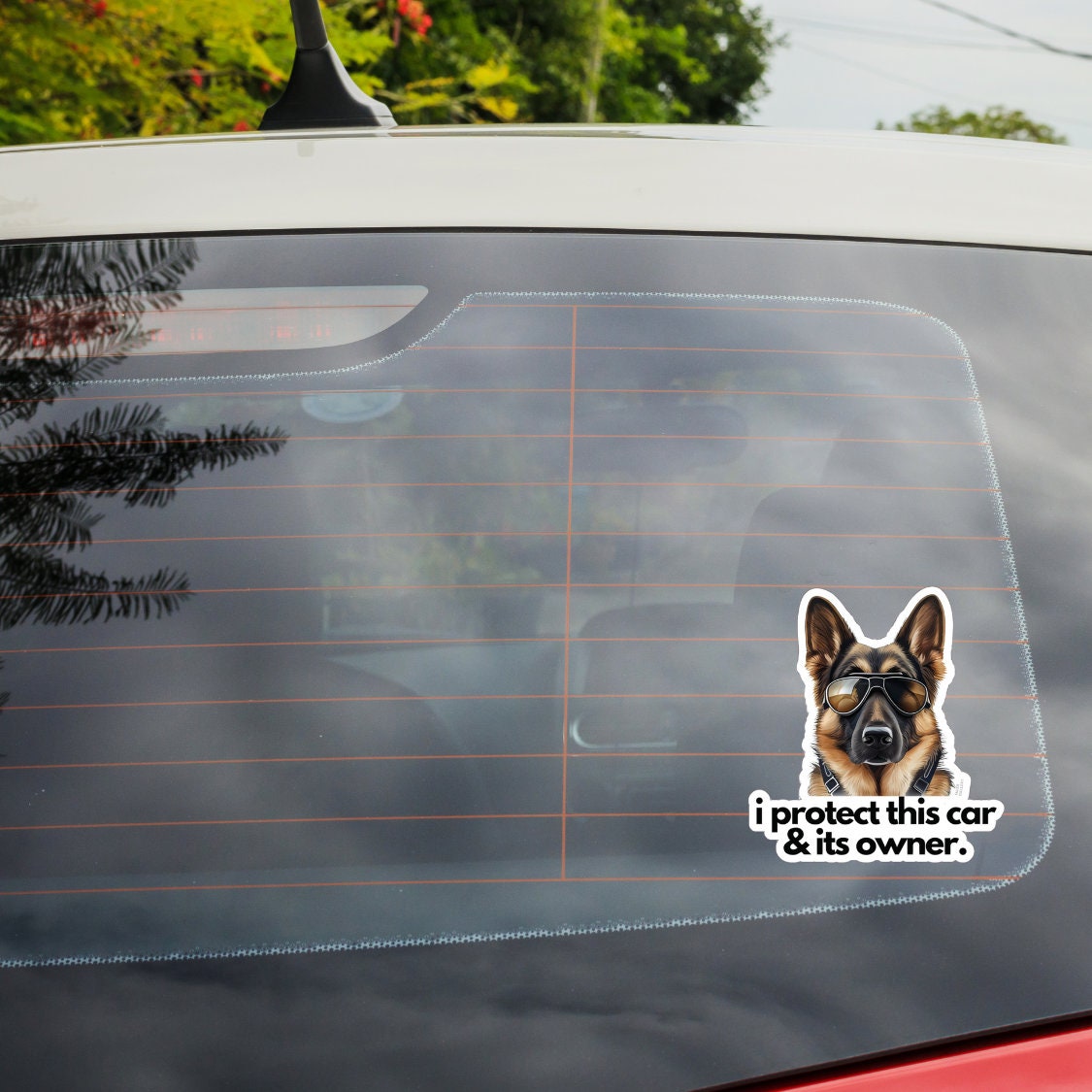 German Shepherd I Protect This Car & Its Owner Sticker