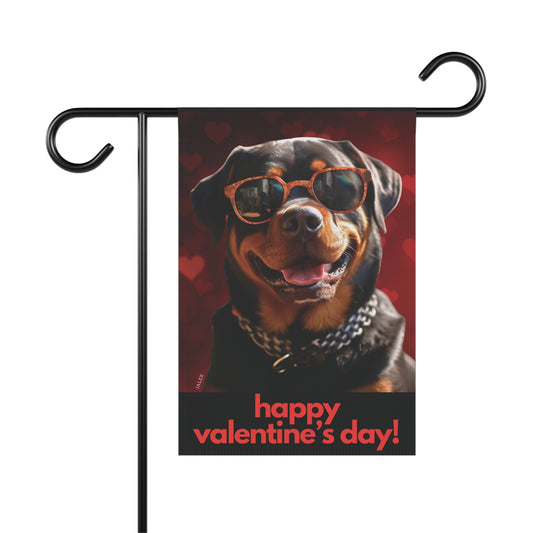 Rottweiler Flag, Garden Flag, Happy Valentine's Day, House Flag, Banner, Printed Both Sides