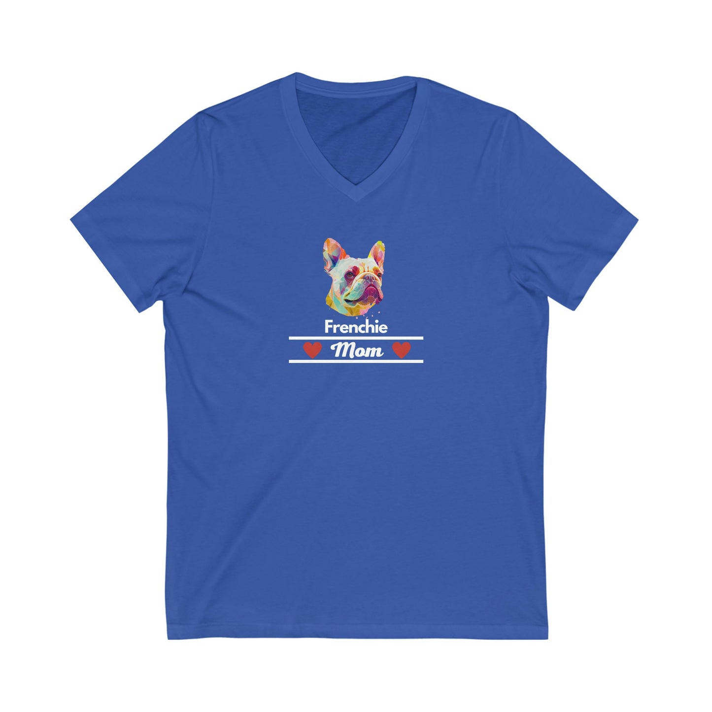 Frenchie Mom Unisex Jersey Short Sleeve V-Neck Tee