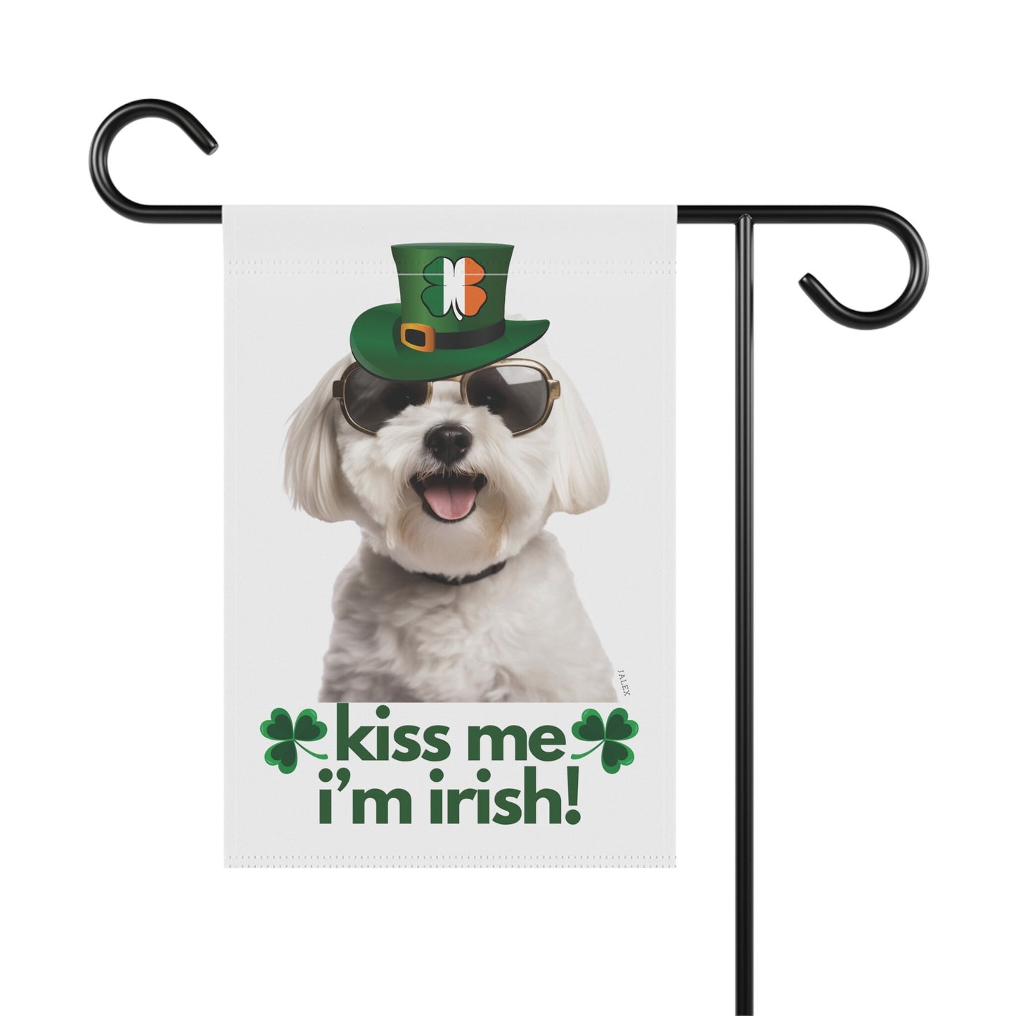 Maltese Flag, Garden Flag, Kiss Me I'm Irish!, House Flag, Banner, Printed Both Sides, Gift, Dog Lover, St. Patrick's Day