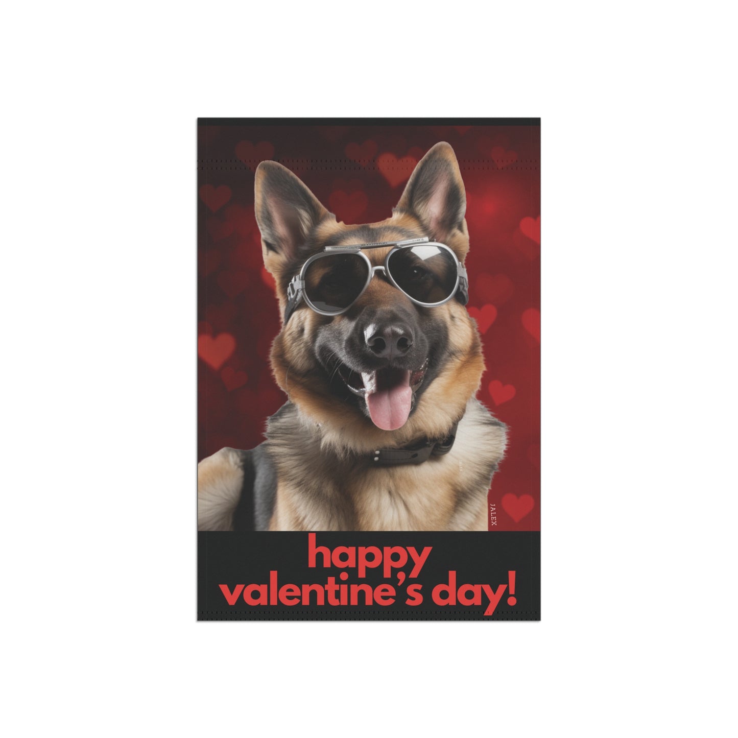 German Shepherd Flag, Garden Flag, Happy Valentine's Day, House Flag, Banner, Printed Both Sides