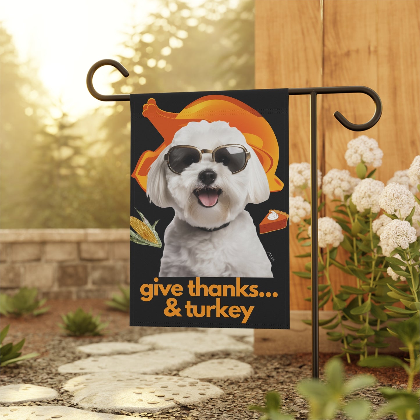 Maltese Flag, Garden Flag, Give Thanks & Turkey, House Flag, Banner, Printed Both Sides