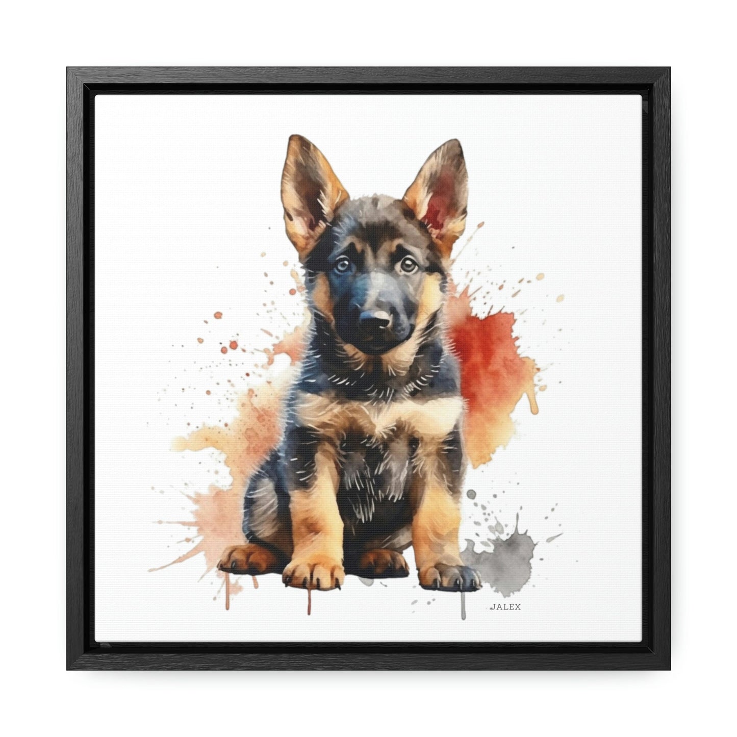 German Shepherd Puppy Nursery Wall Art Framed Canvas