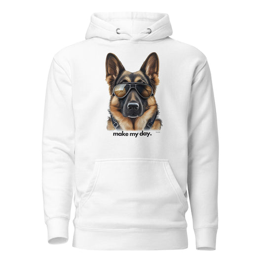 German Shepherd Aviator Sunglasses "make my day." Unisex Hoodie