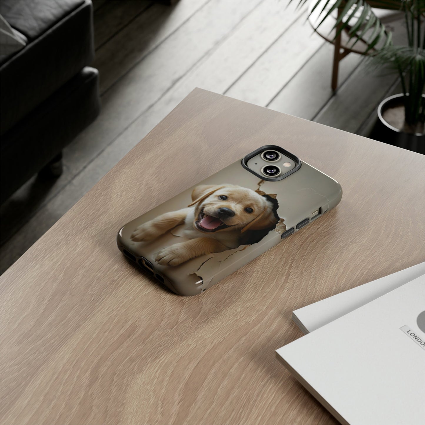 Yellow Labrador Puppy Breaking Wall | Tough Phone Cases