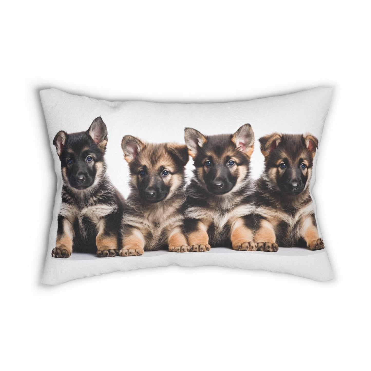 4 German Shepherd Puppies Spun Polyester Lumbar Pillow