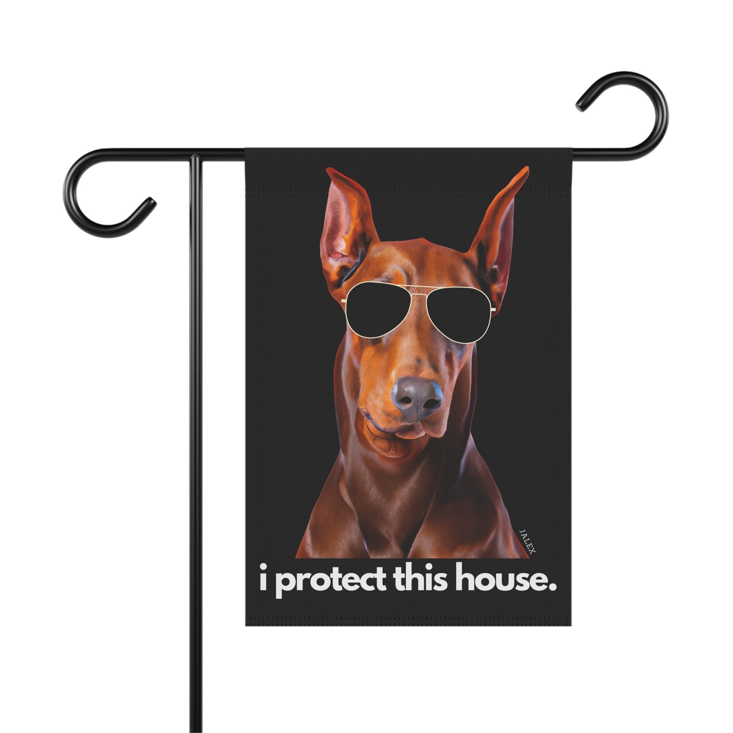 Red Doberman Flag, Garden Flag, I Protect This House, House Flag, Banner, Printed Both Sides