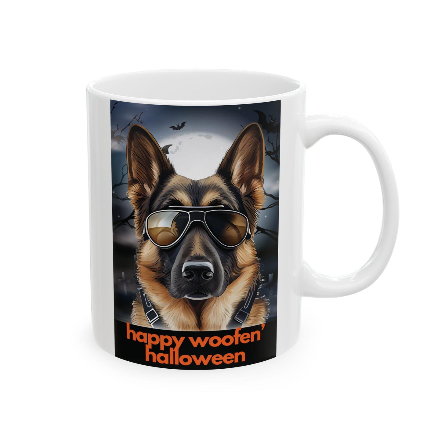 German Shepherd "happy woofen' halloween" | Ceramic Mug 11oz