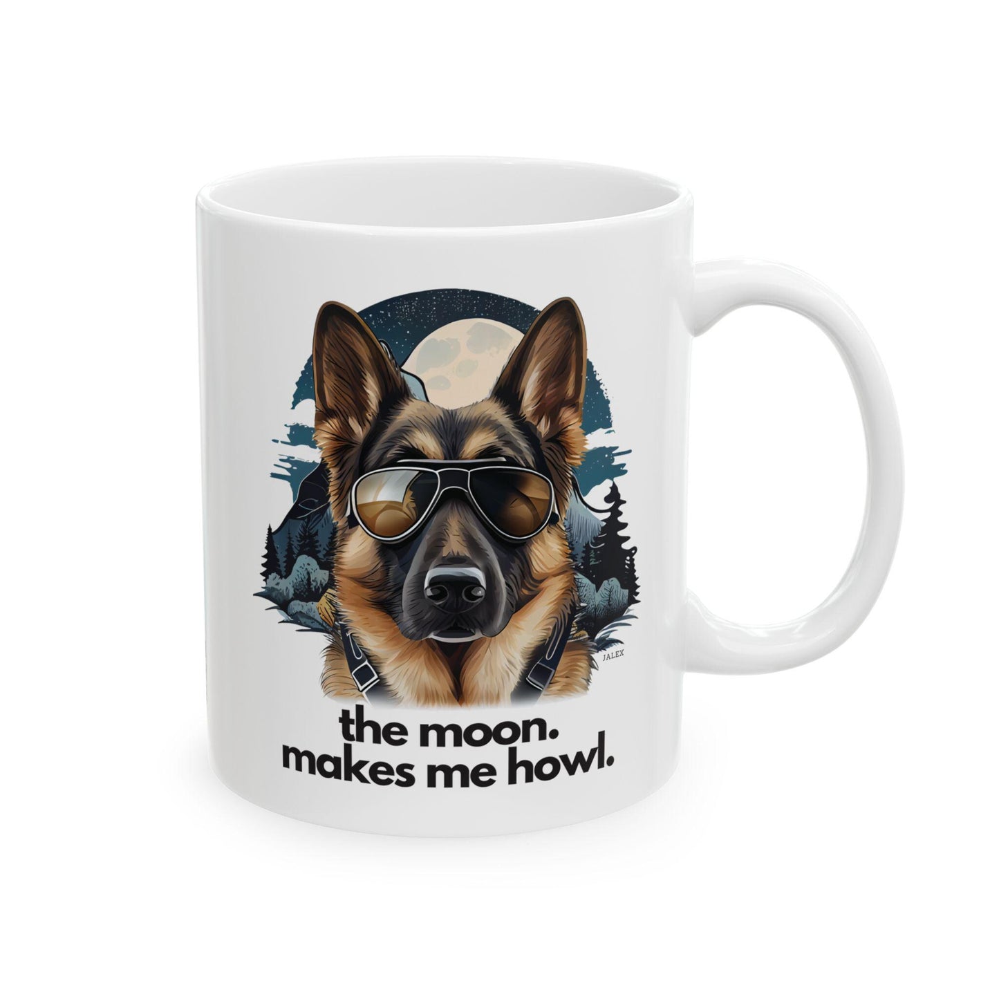 German Shepherd "the moon. makes me howl." | Ceramic Mug 11oz