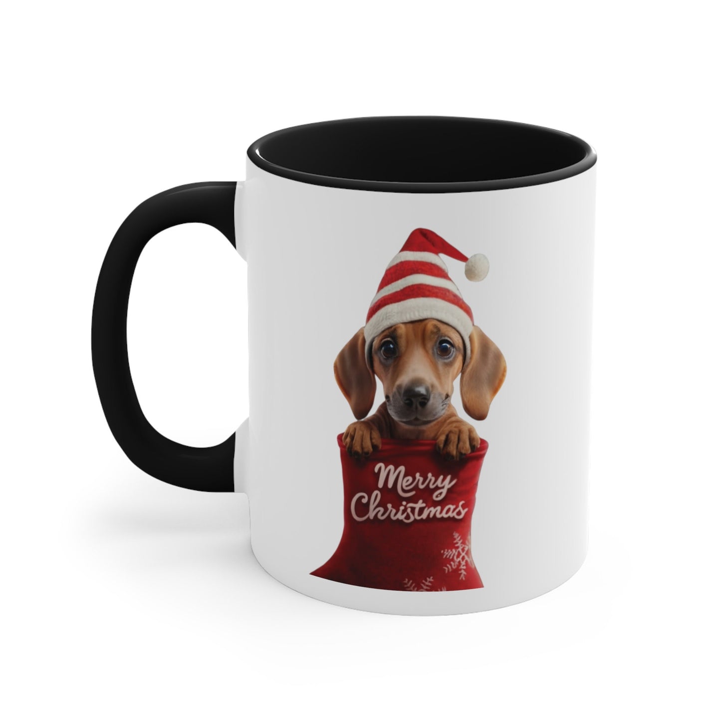 Dachshund in Stocking with Santa Hat Merry Christmas | Coffee Mug, 11oz