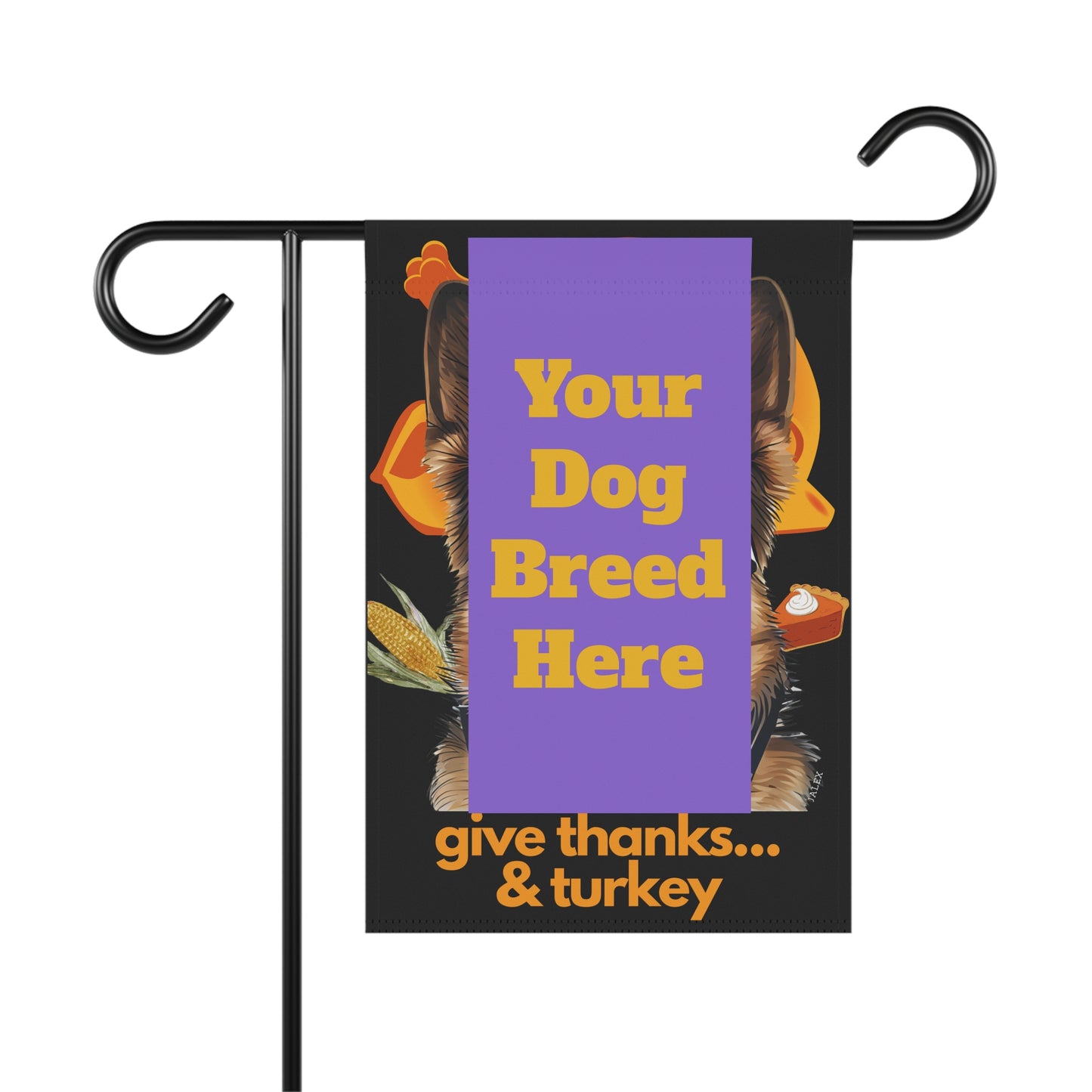 CUSTOM Dog Flag, Garden Flag, Give Thanks & Turkey, House Flag, Banner, Printed Both Sides