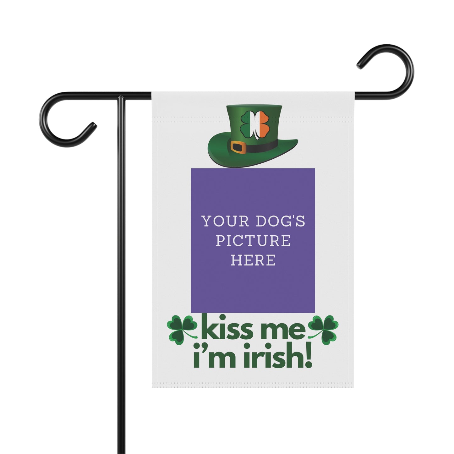 CUSTOMIZED Flag, Garden Flag, Kiss Me I'm Irish!, House Flag, Banner, Printed Both Sides, Gift, Dog Lover, St. Patrick's Day