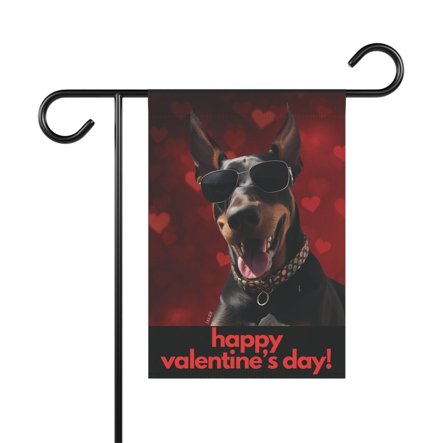 Doberman Flag, Garden Flag, Happy Valentine's Day, House Flag, Banner, Printed Both Sides