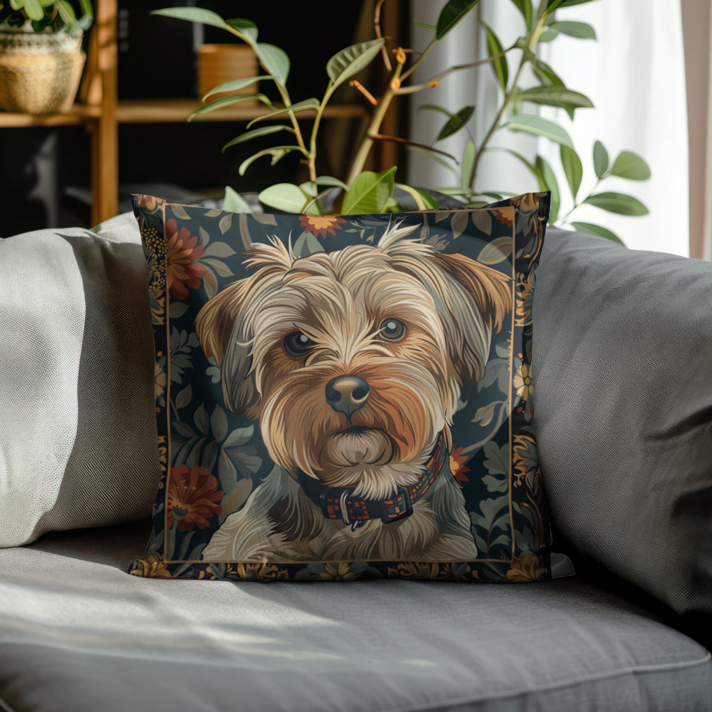 Yorkshire Terrier William Morris Style Gift Dog Lover Spun Polyester Square Pillow