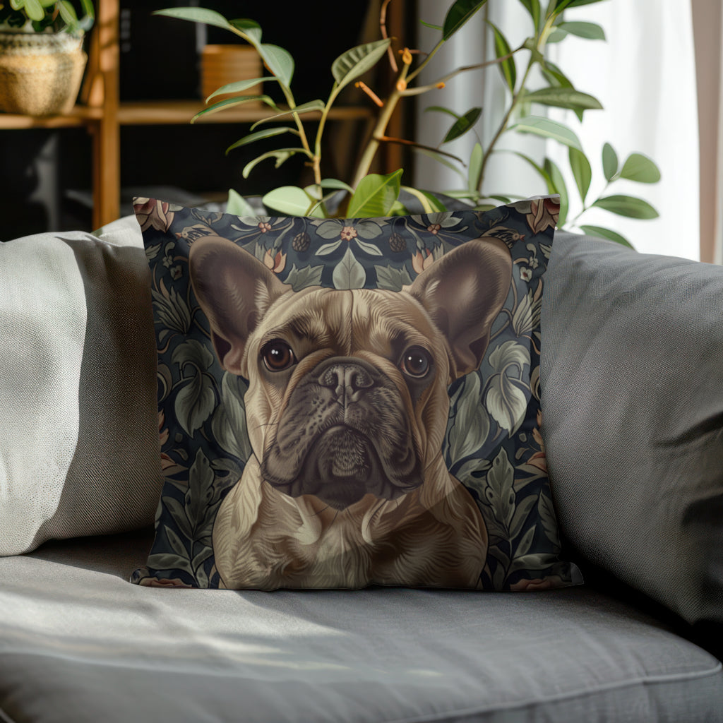 French Bulldog Fawn-Colored William Morris Style Gift Dog Lover Spun Polyester Square Pillow