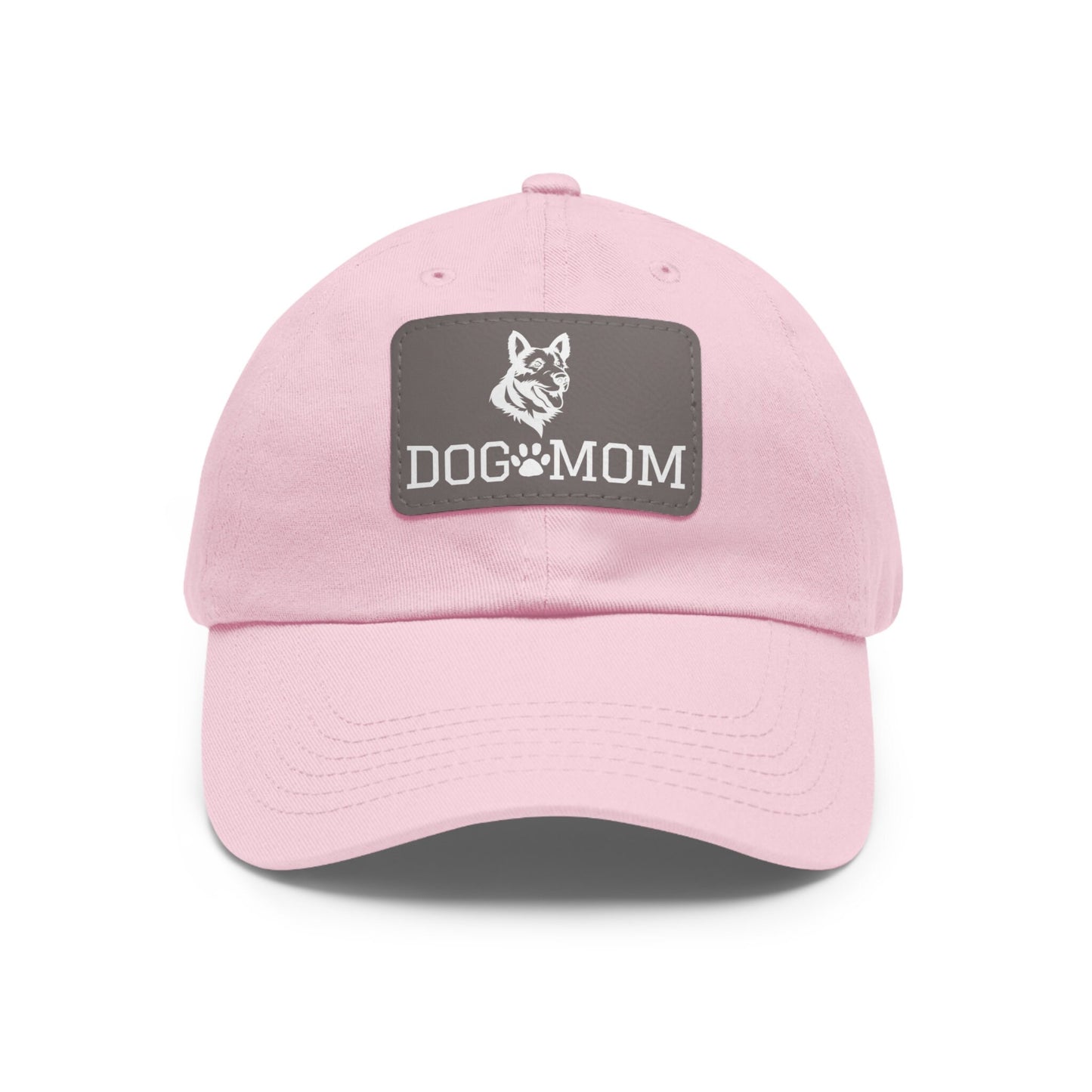 German Shepherd "Dog Mom" with Paw Print | Dad Hat with Leather Patch (Rectangle)