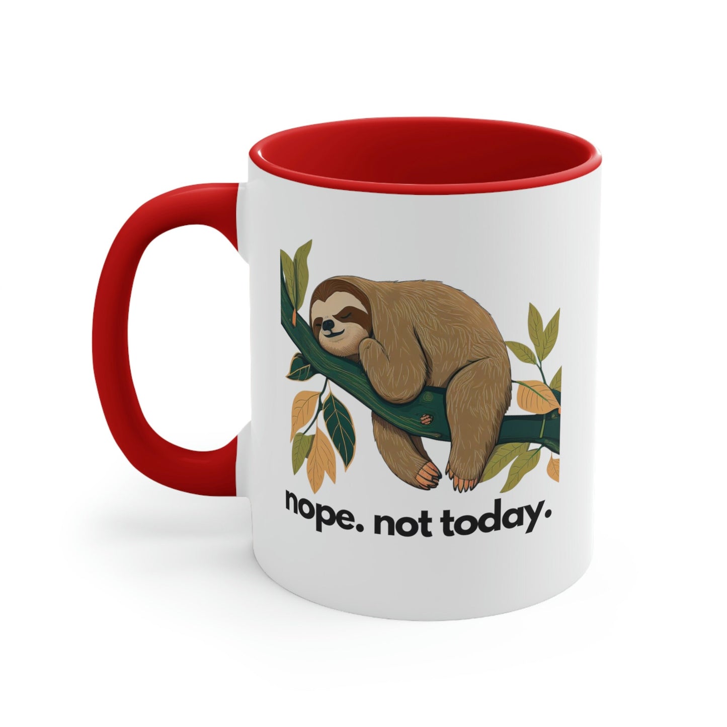 Sloth Nope Not Today Accent Coffee Mug, 11oz