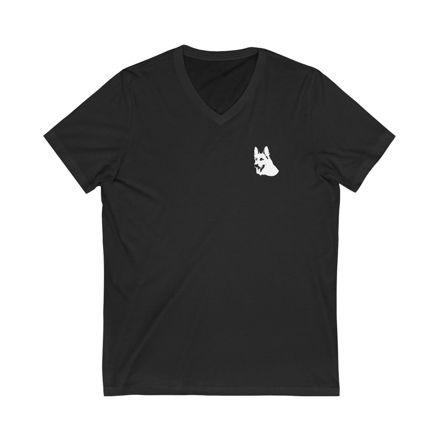 German Shepherd Abstract Silhouette | Corner Location | Unisex Jersey Short Sleeve V-Neck Tee