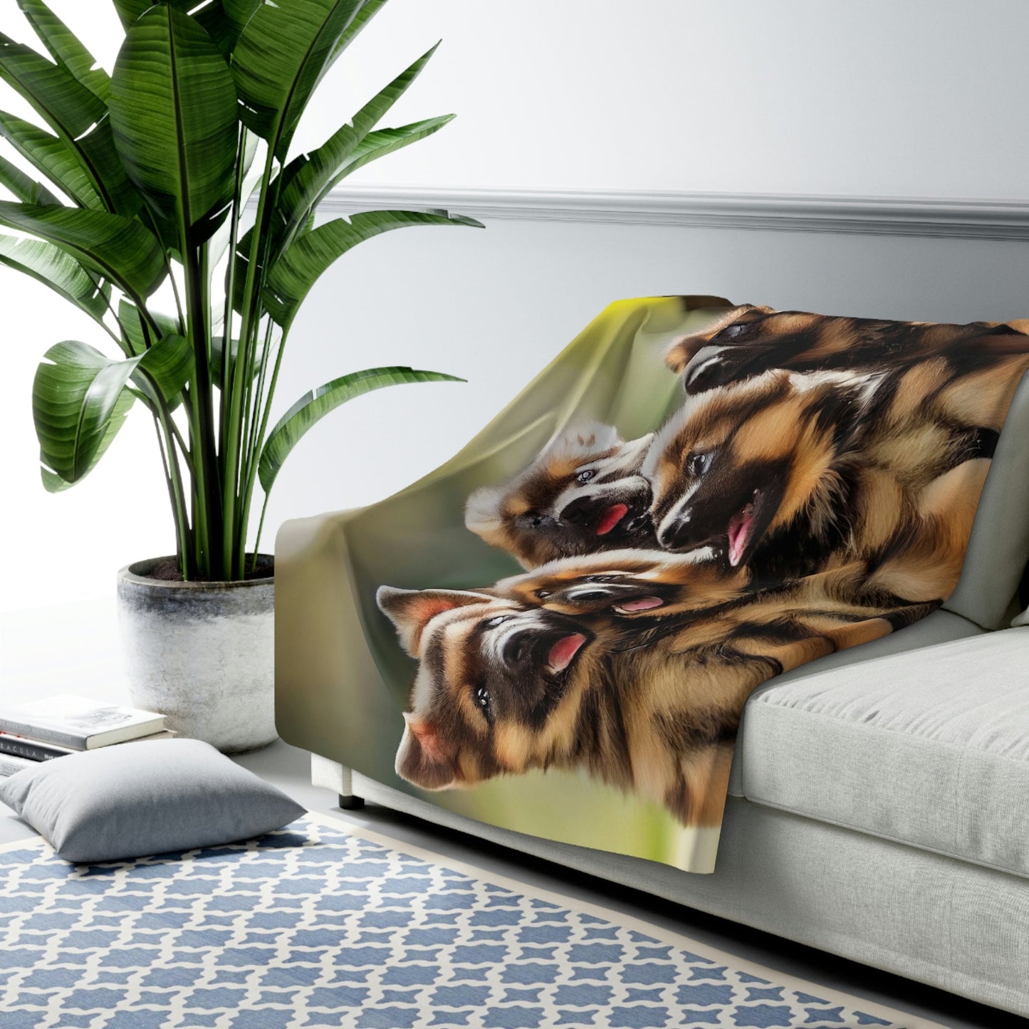 German Shepherd Puppies Blanket, Playing in the Park, Dog Gift, GSD Lover