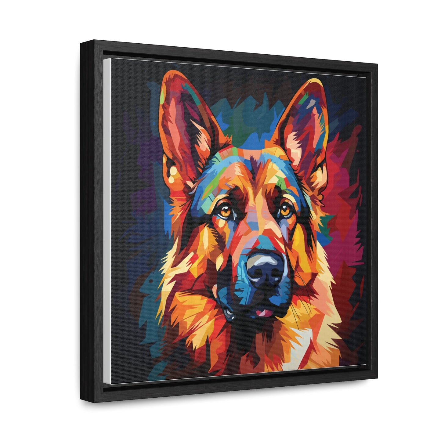 German Shepherd Portrait in Pop Art Style | Framed Canvas