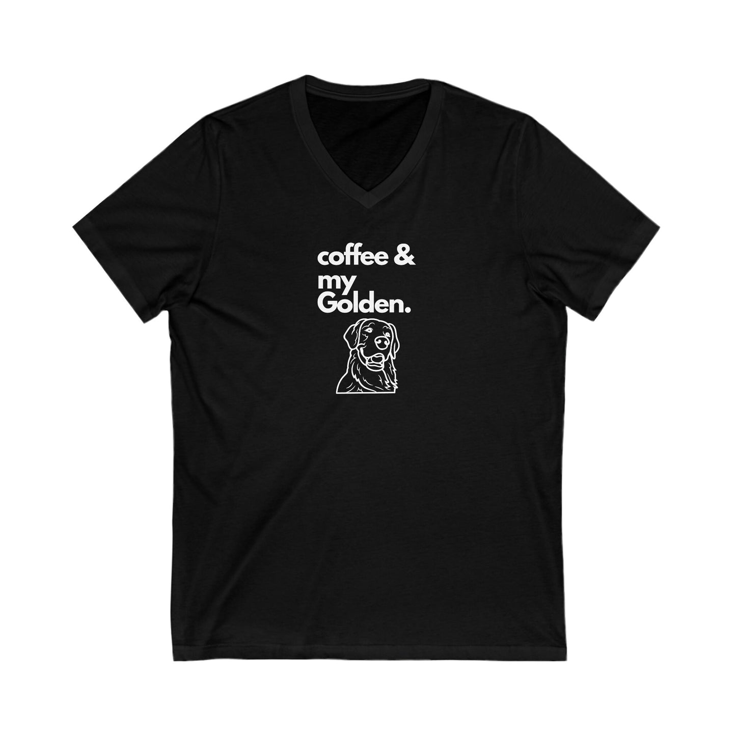 Coffee & My Golden Abstract Silhouette Unisex Jersey Short Sleeve V-Neck Tee