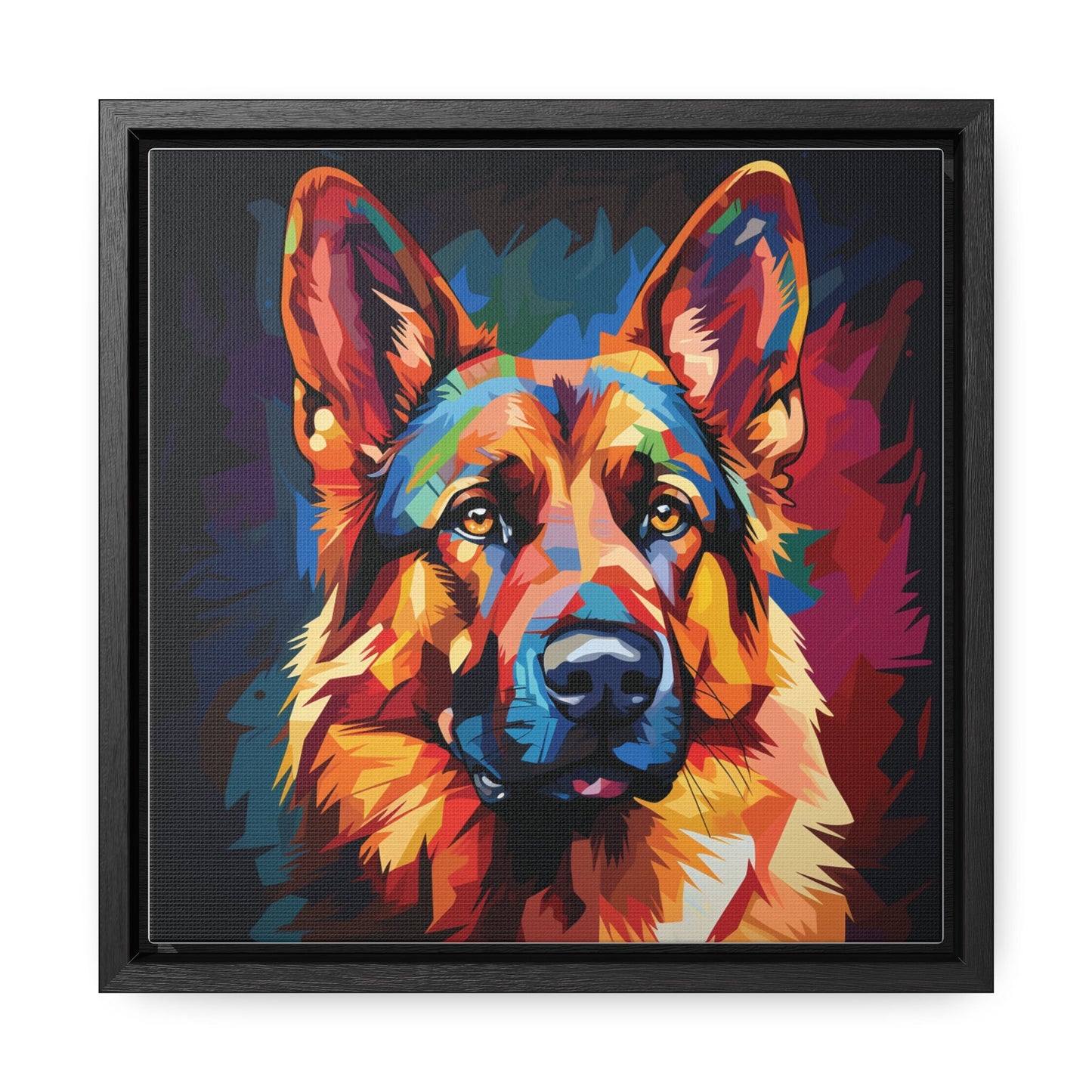 German Shepherd Portrait in Pop Art Style | Framed Canvas