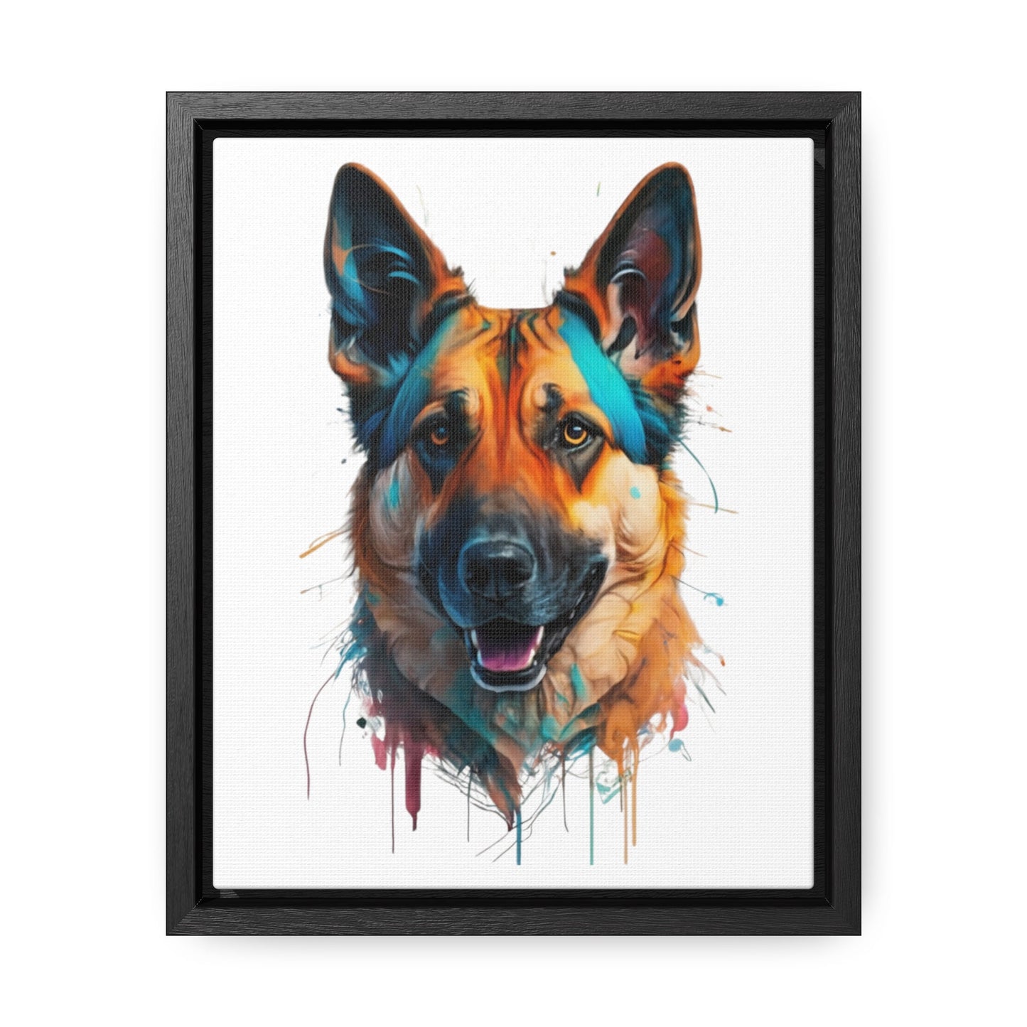 German Shepherd Watercolor Canvas Wrap, Wood Frame