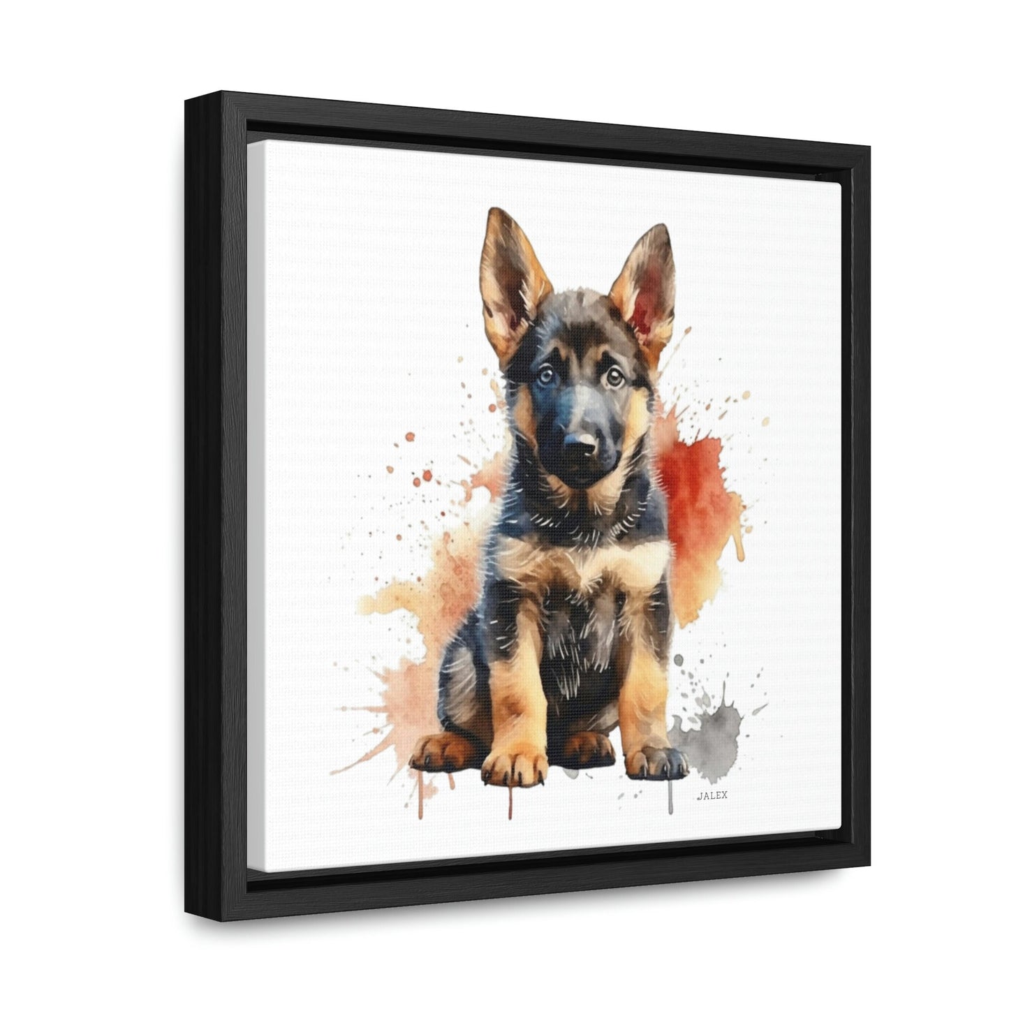 German Shepherd Puppy Nursery Wall Art Framed Canvas