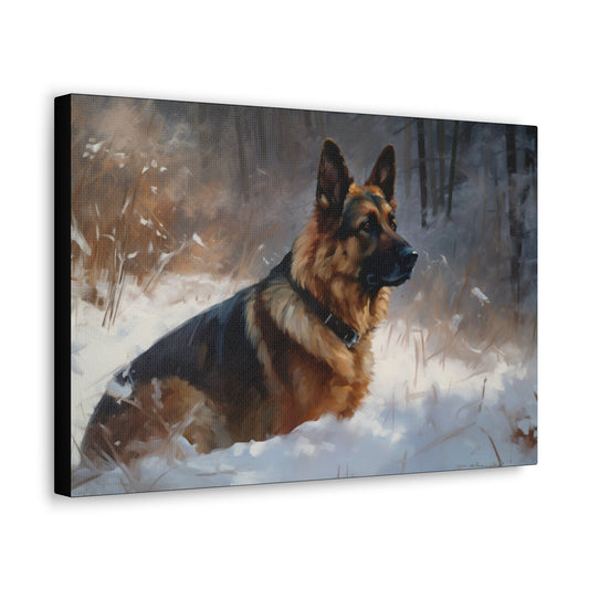 German Shepherd in the Snow | Canvas Gallery Wrap