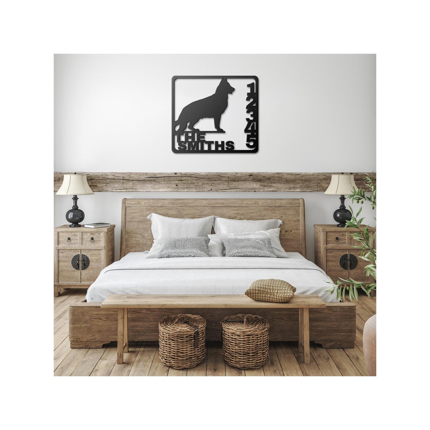 German Shepherd Customized Address Family Metal Die Cut Sign