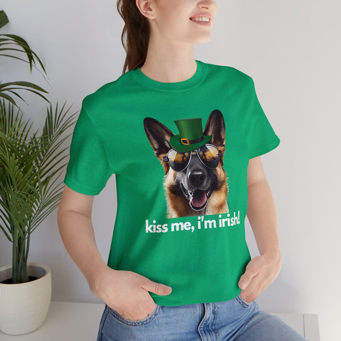 GSD kiss me im irish green letters Unisex Heavy Cotton Tee