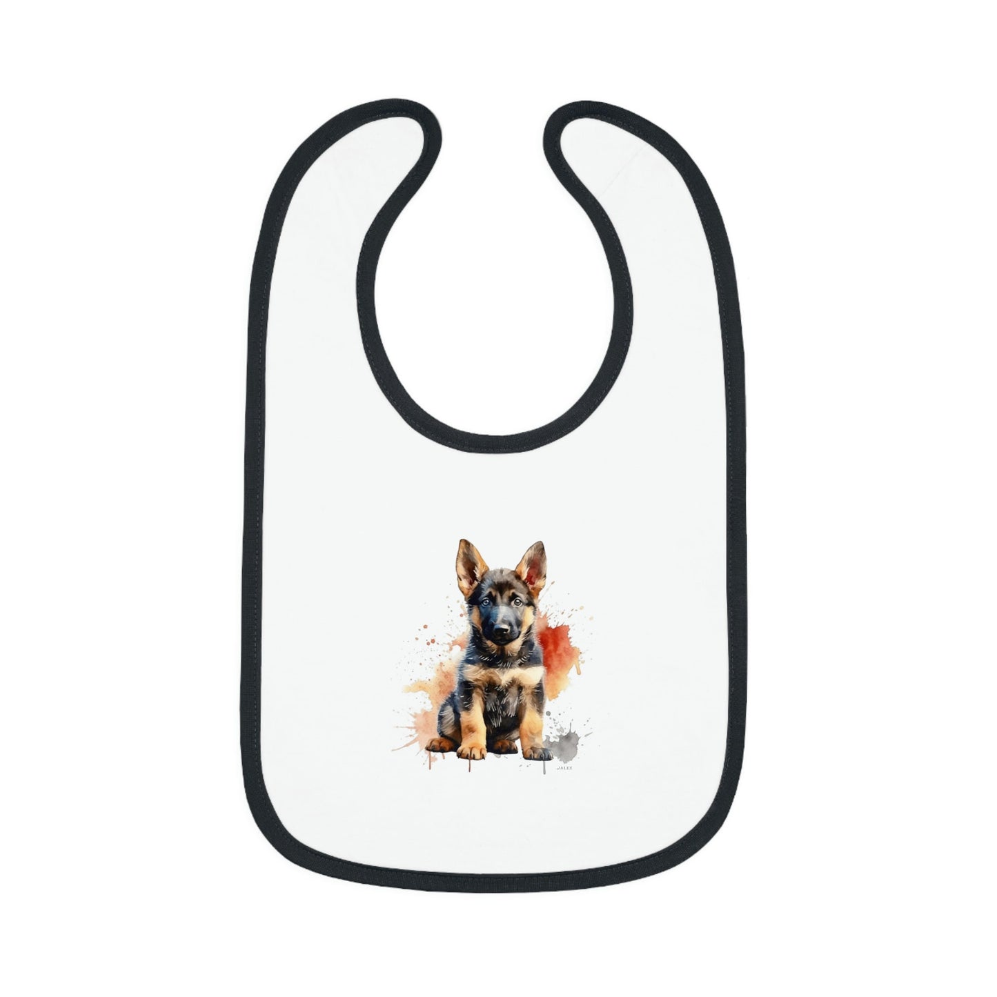 German Shepherd Puppy | Baby Contrast Trim Jersey Bib