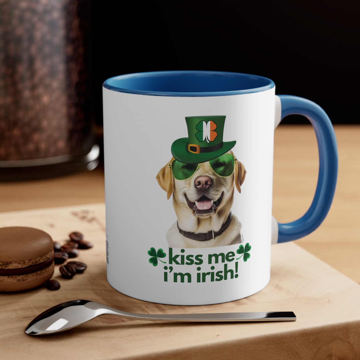 Yellow Labrador kiss me i'm irish funny cute gift dog lovers 11 oz. mug