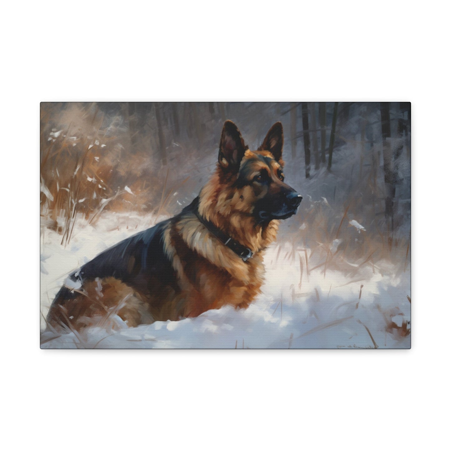 German Shepherd in the Snow | Canvas Gallery Wrap