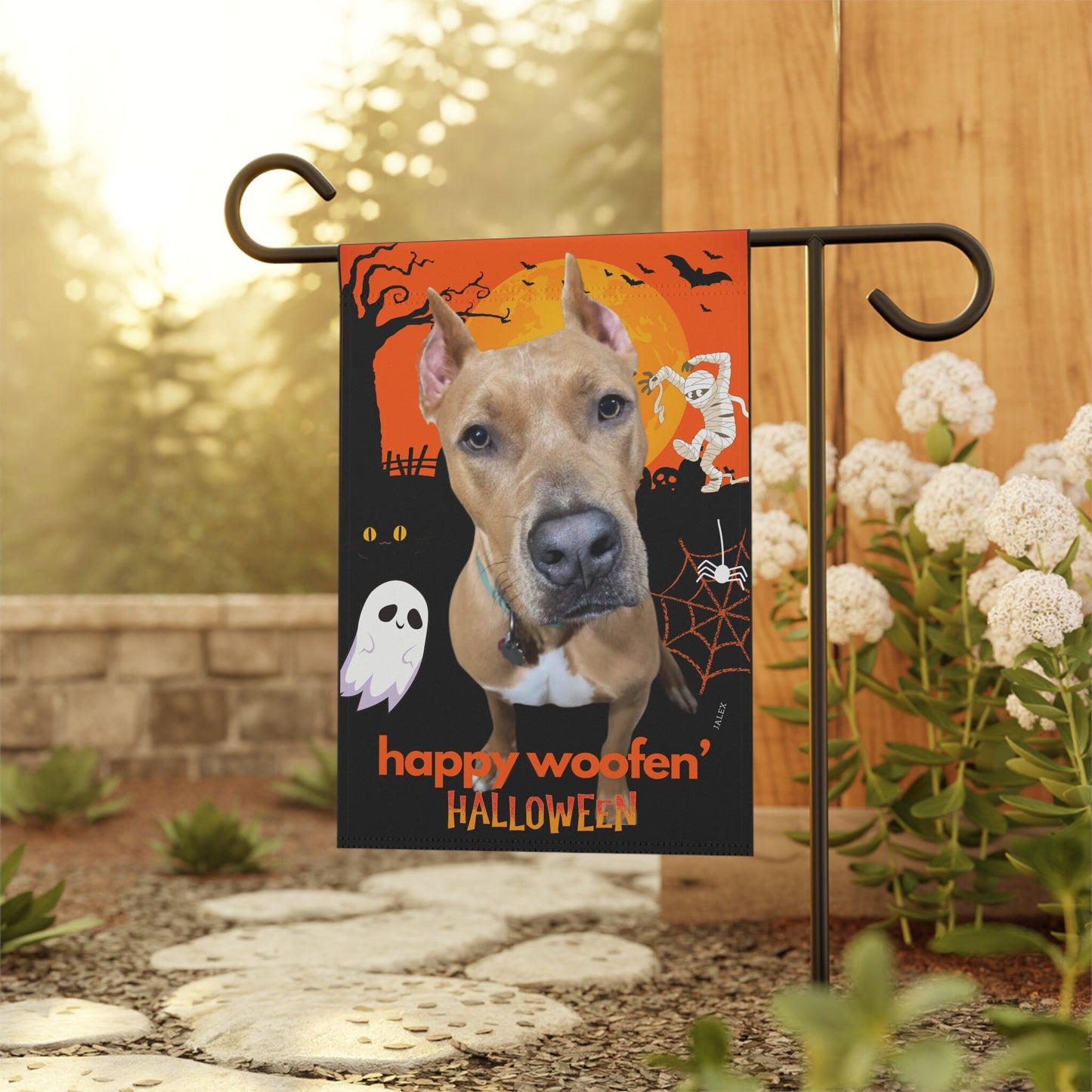 Custom Flag, Garden Flag, Happy Woofen' Halloween, House Flag, Banner, Printed Both Sides