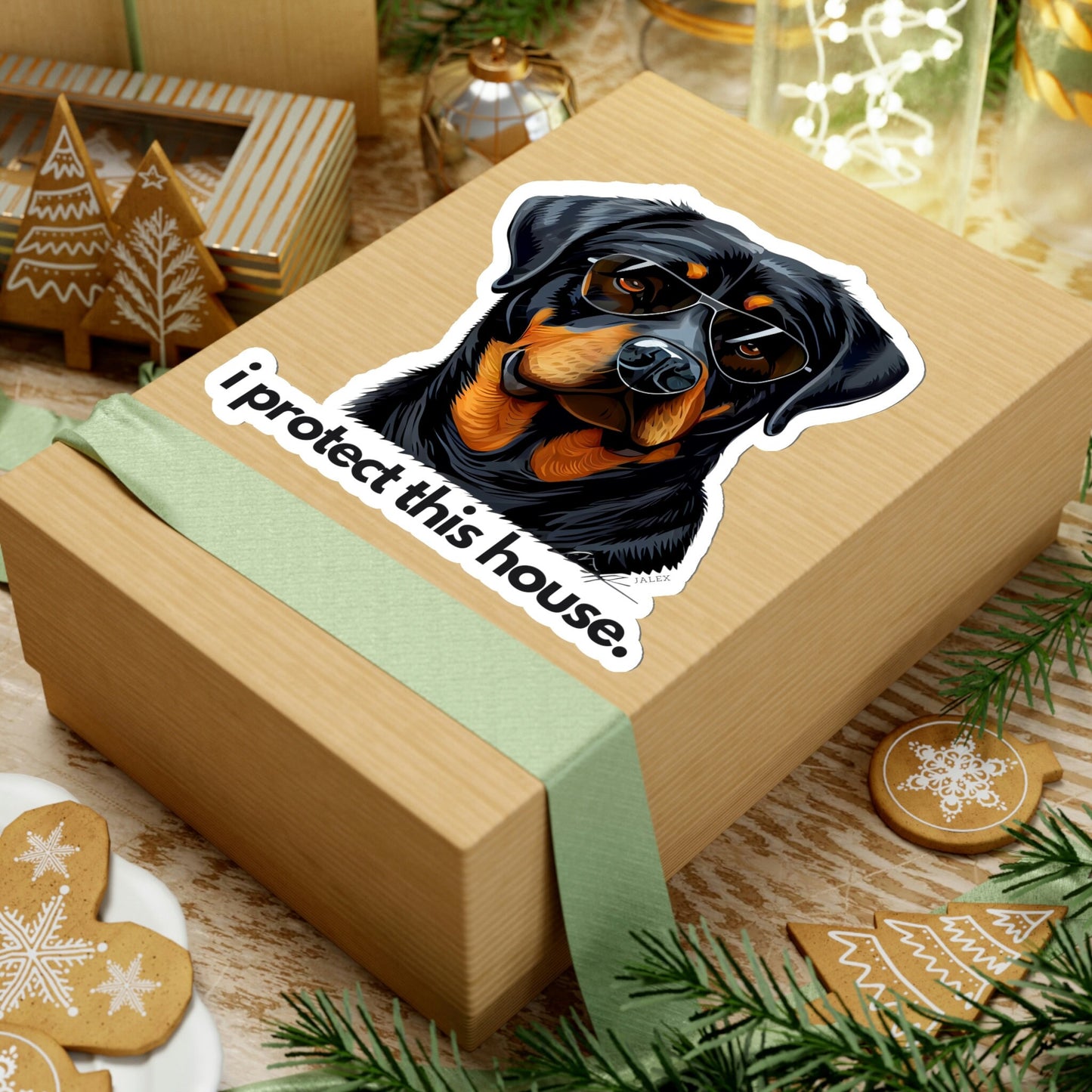 Rottweiler I Protect This House Sticker, Security Alarm, Rottie Protection, Guard Dog, Sunglasses, Front Door Sign, Window Sign