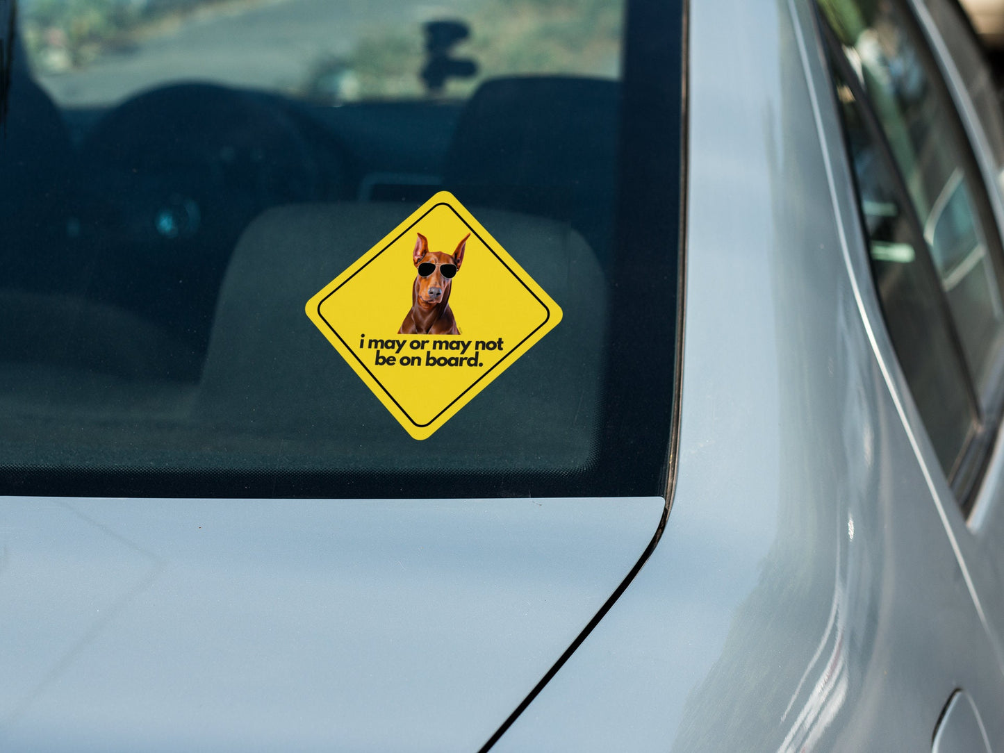 Doberman (red) I "i may or may not be on board" Sticker