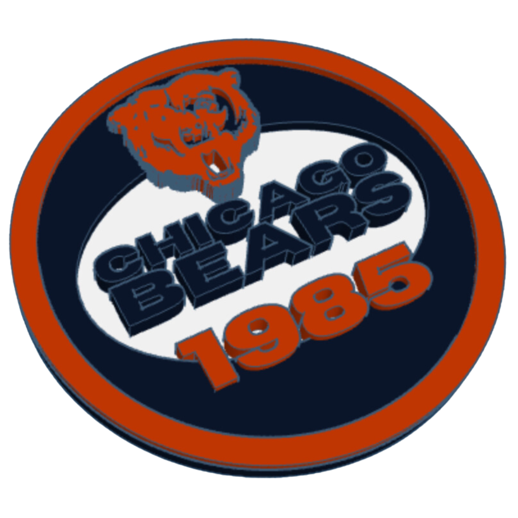 3D Printed Chicago Bears 1985 Coasters with Holder