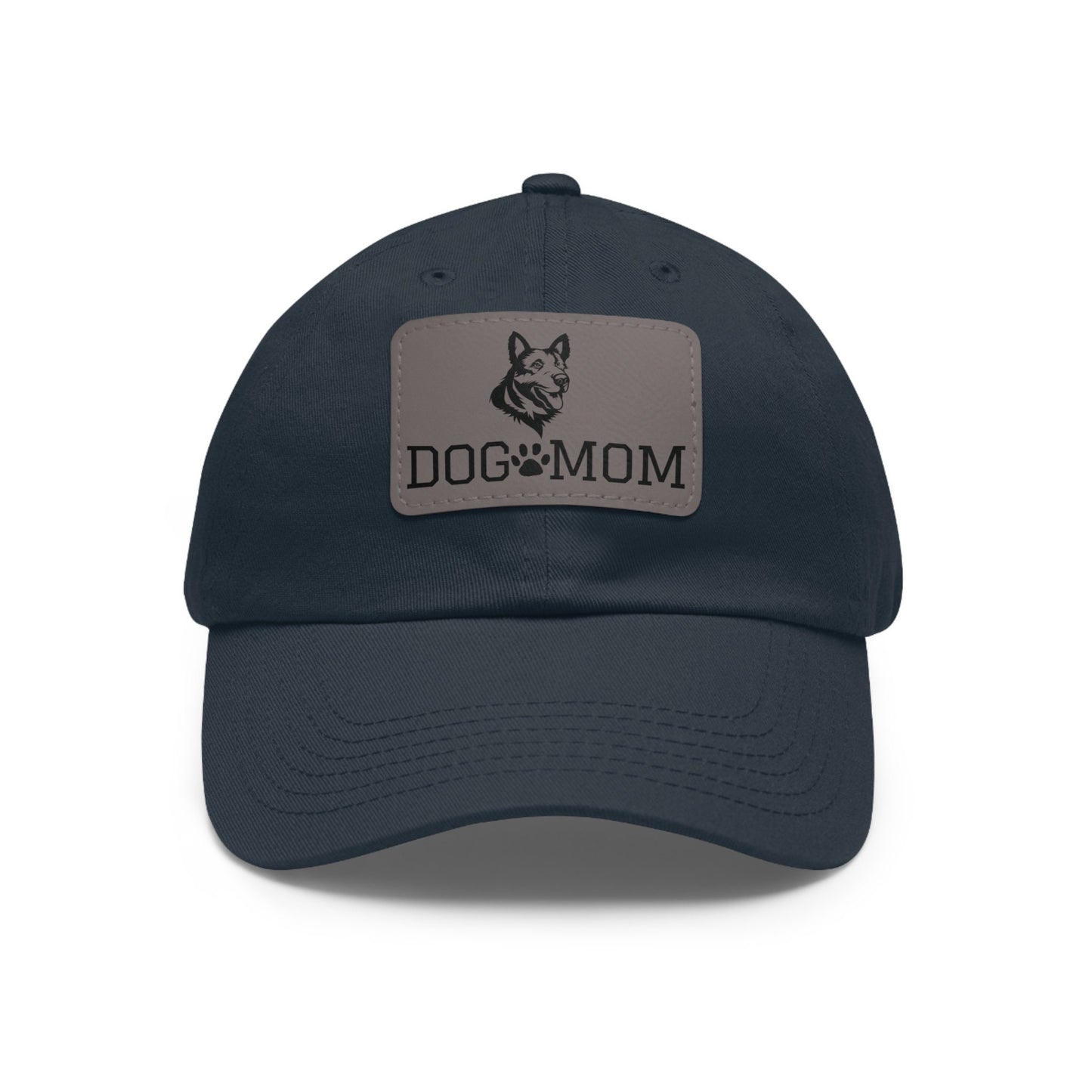 German Shepherd "Dog Mom" with Paw Print | Dad Hat with Leather Patch (Rectangle)