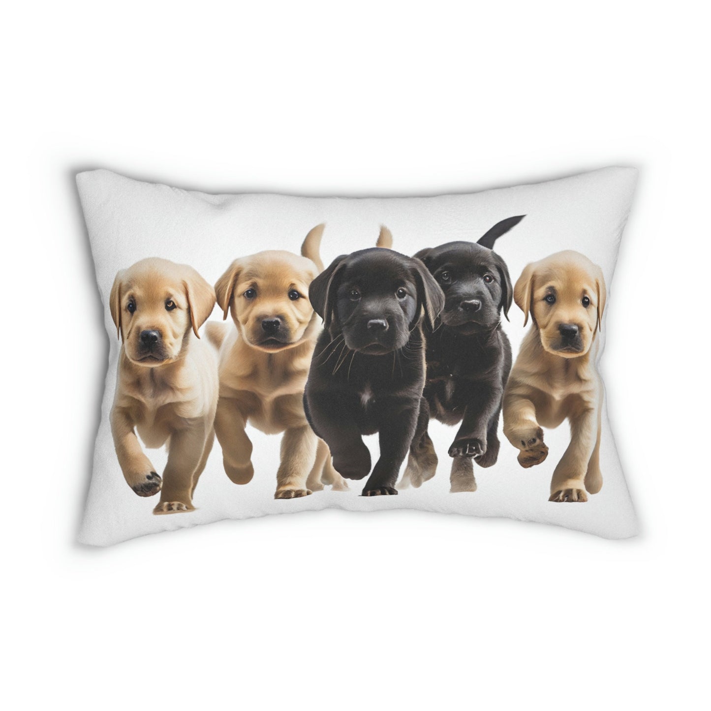 Labrador Puppies Spun Polyester Lumbar Pillow