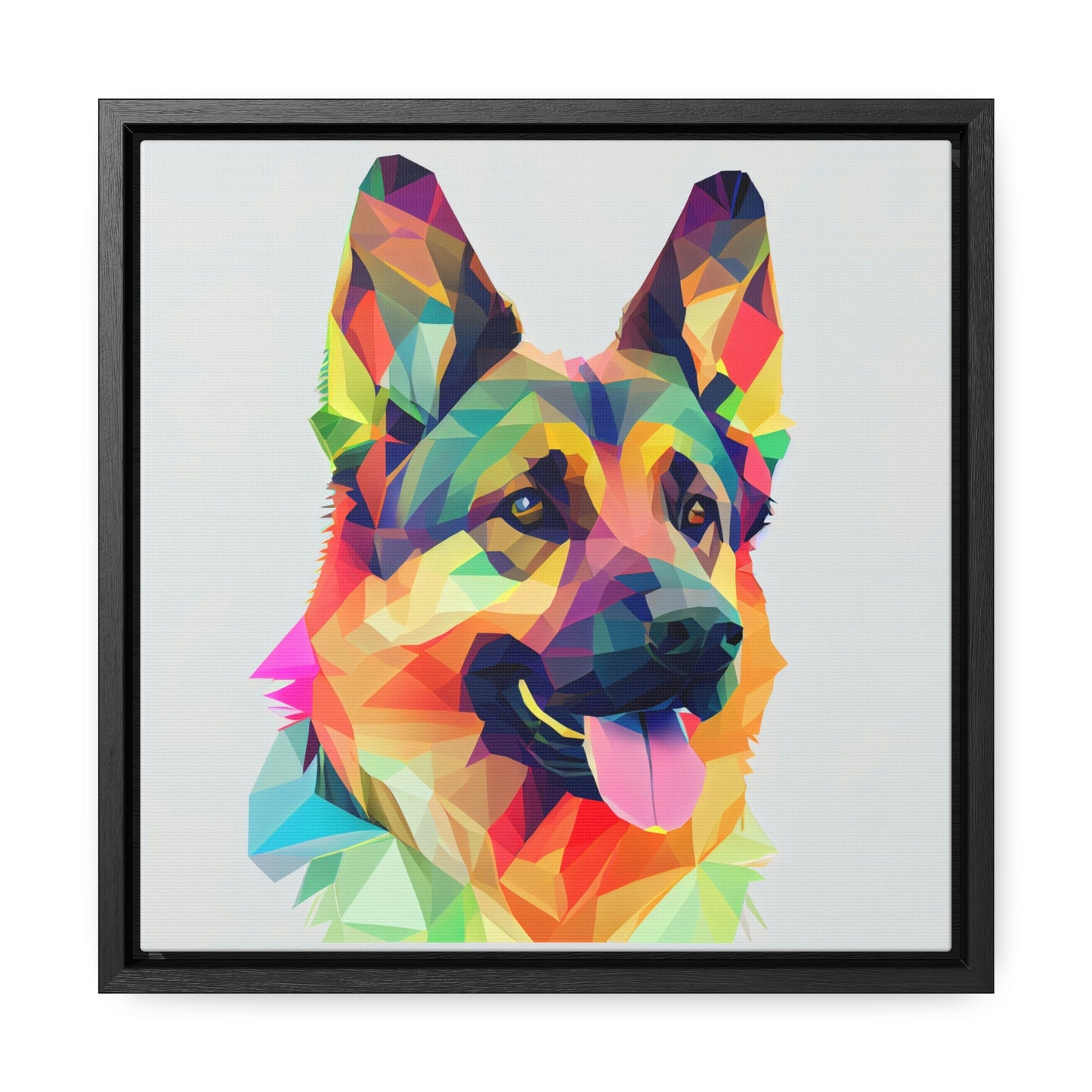 German Shepherd Multi-Colored Framed Canvas