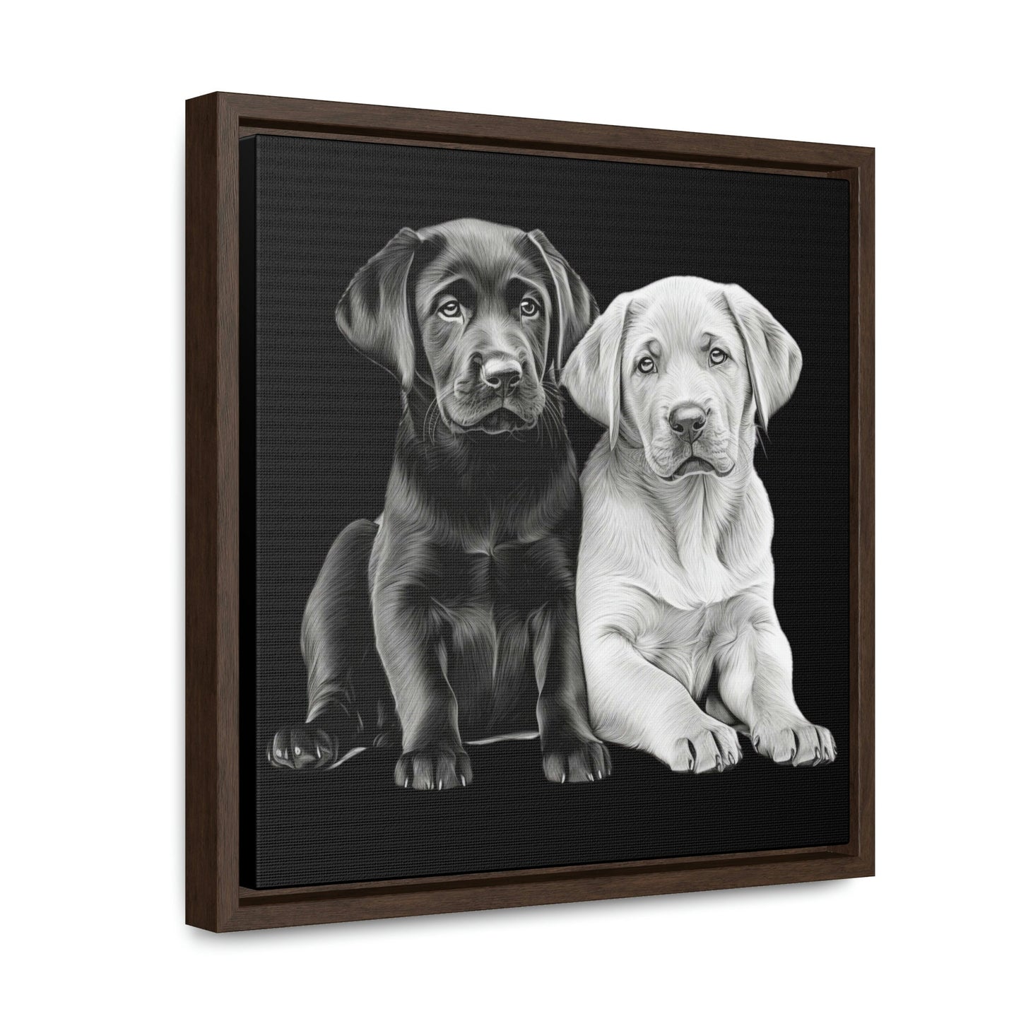 Labradors Black and Yellow Puppies Framed Canvas