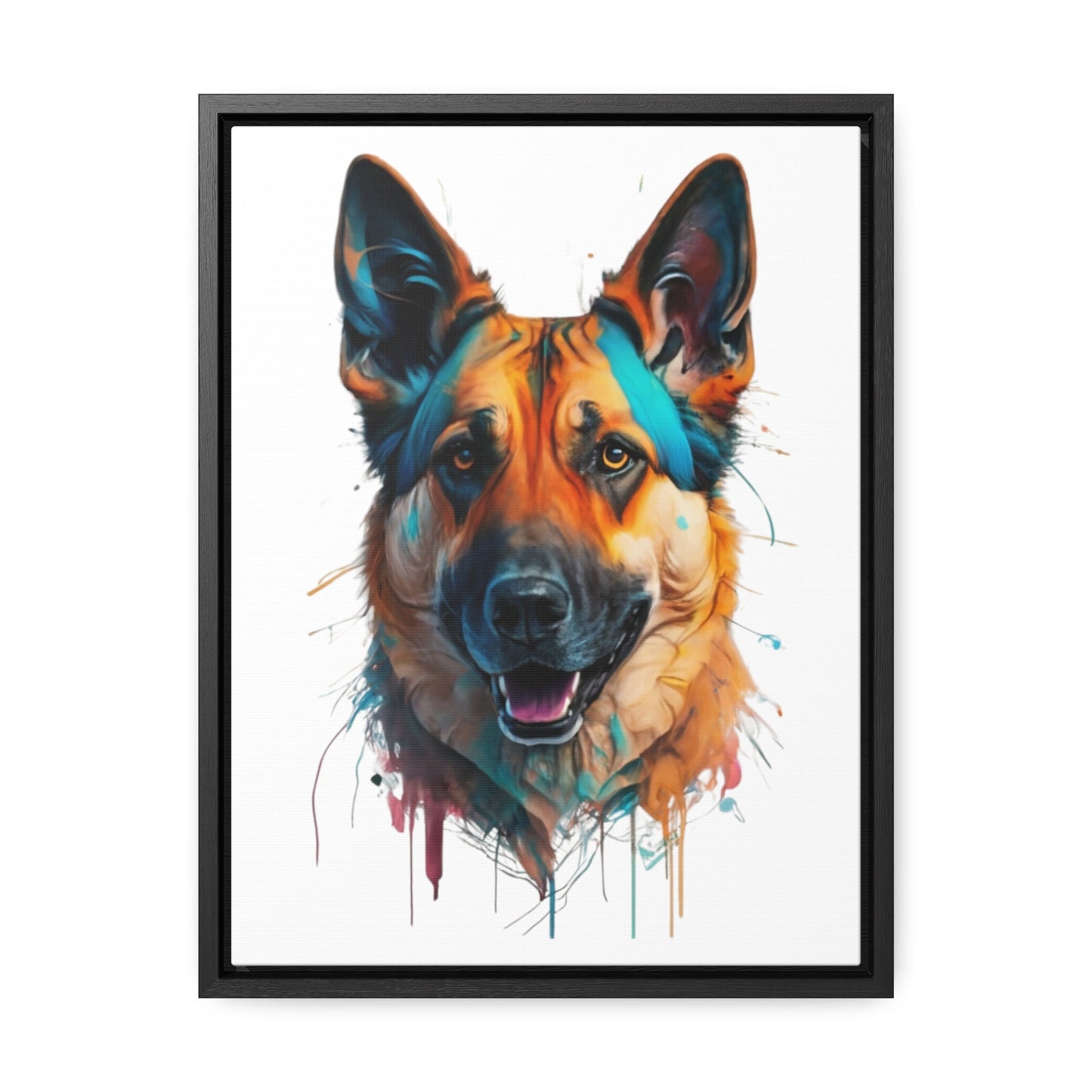 German Shepherd Watercolor Canvas Wrap, Wood Frame