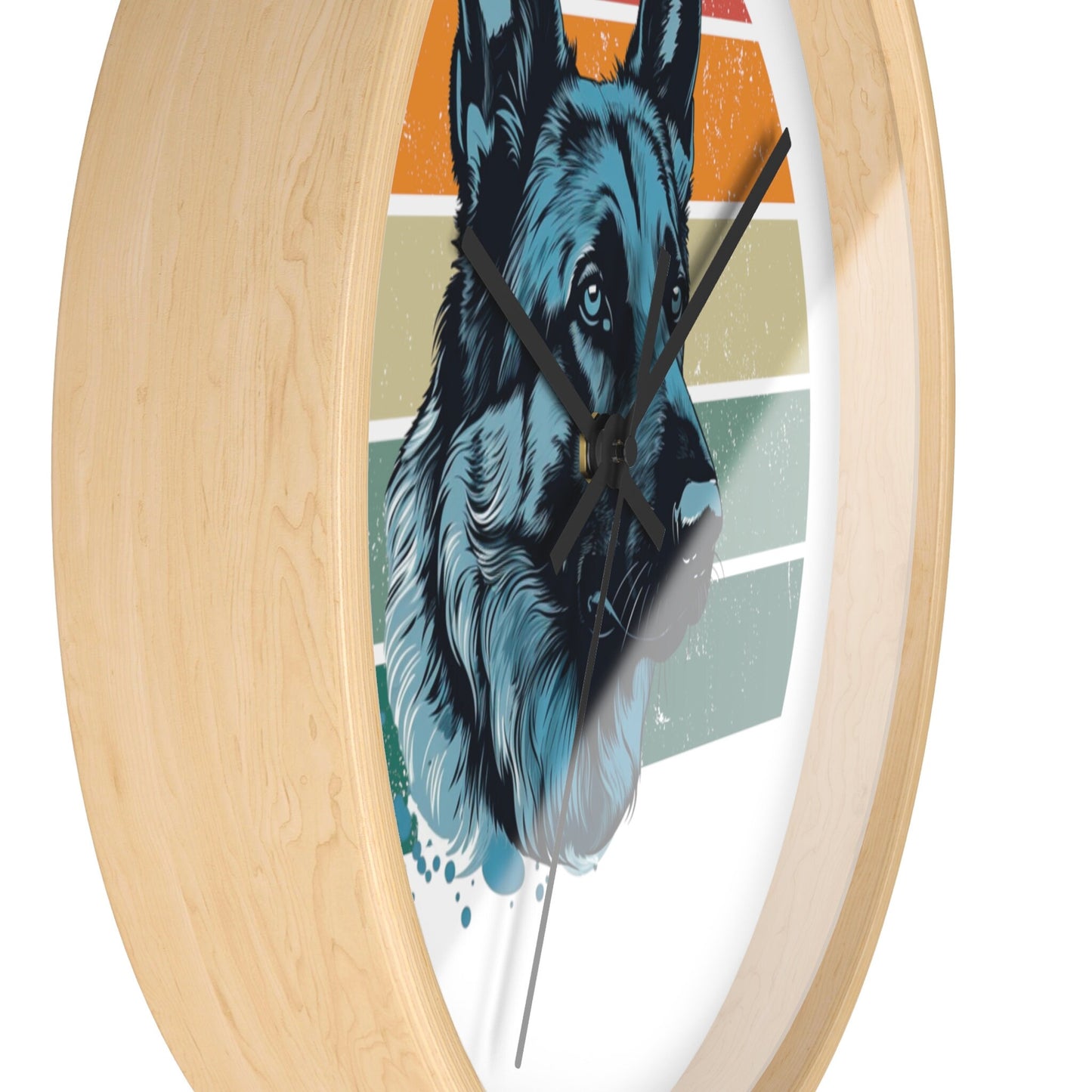 German Shepherd Blue Toned Retro Wall Clock