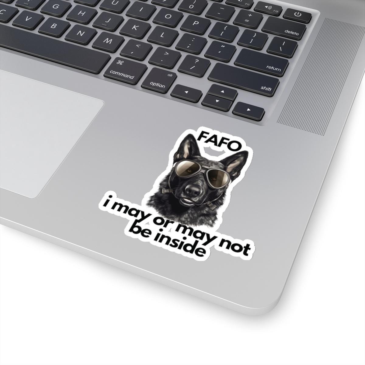 Custom Black German Shepherd "i may or may not be inside" Sticker