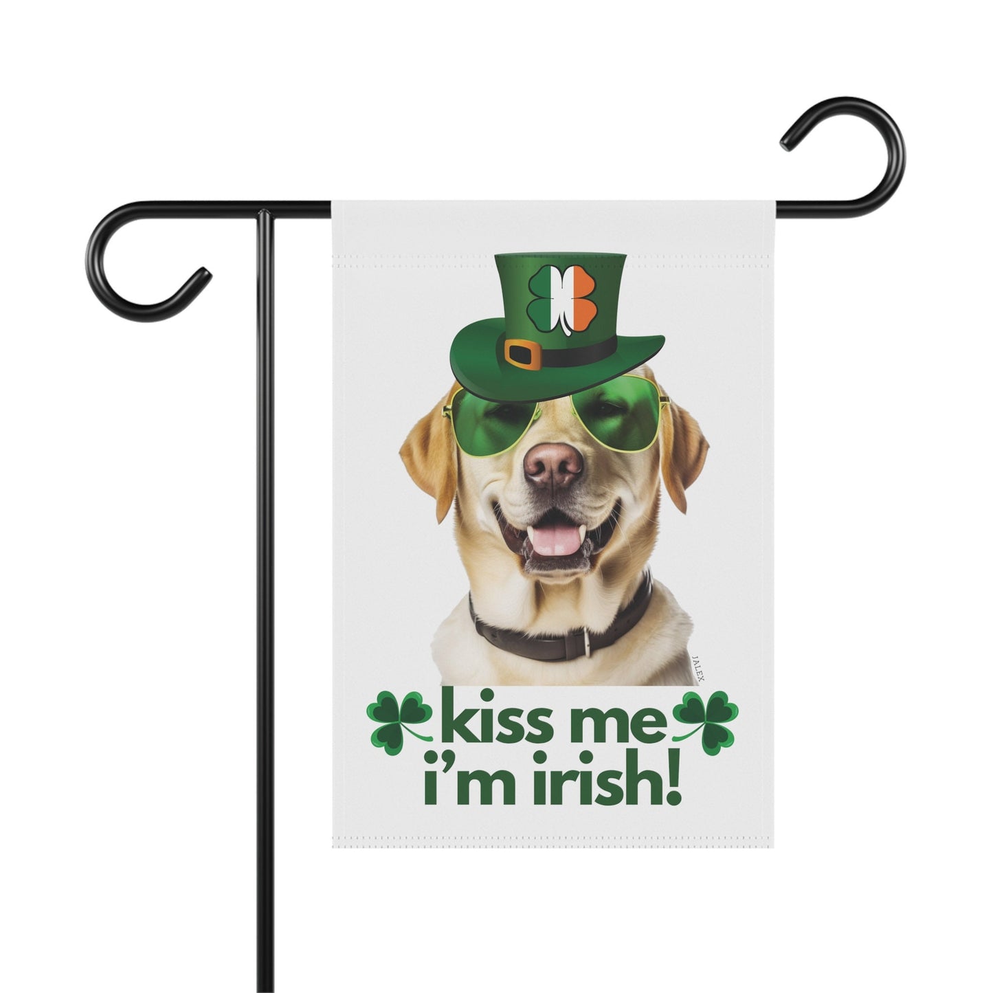 Yellow Labrador Flag, Garden Flag, Kiss Me I'm Irish!, House Flag, Banner, Printed Both Sides, Gift, Dog Lover, St. Patrick's Day